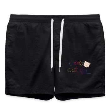 Faute de frappe pour tous les amoureux des chats pour le Cat Day - Short de bain - noir - Devant - AI Model Male 185 light (185cm)