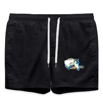 Pferd Portrait - Badeshorts - Schwarz - Vorne - AI Model Male 185 light (185cm)