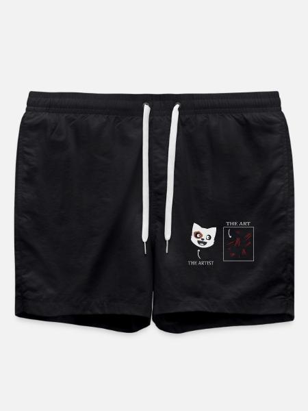 Cat Art - Swim Trunks - black