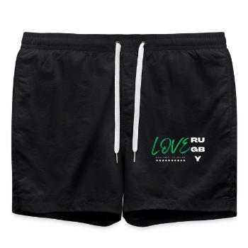 Ich liebe Rugby Grün - Badeshorts - Schwarz - Vorne - AI Model Male 185 light (185cm)
