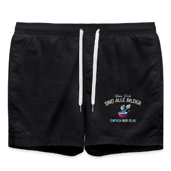 Ohne Dich sind alle Bilder blau, Freundschaft - Badeshorts - Schwarz - Vorne - AI Model Male 185 light (185cm)