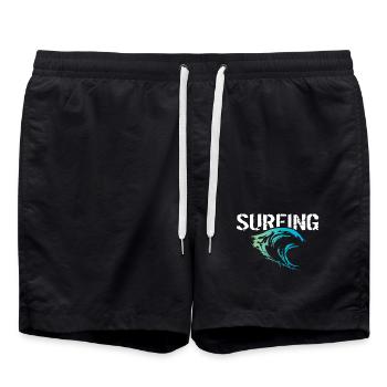 surfer surfing Symbol Welle Farben Natur Ozean - Badeshorts - Schwarz - Vorne - AI Model Male 185 light (185cm)