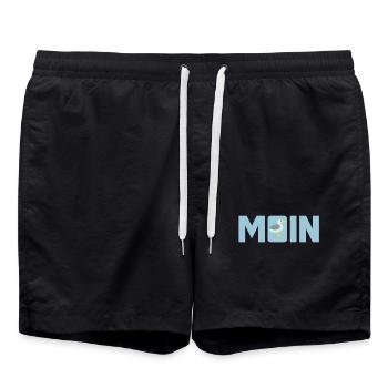Moin Möwe Meer norddeutsch plattdeutsch Küste Fan - Badeshorts - Schwarz - Vorne - AI Model Male 185 light (185cm)