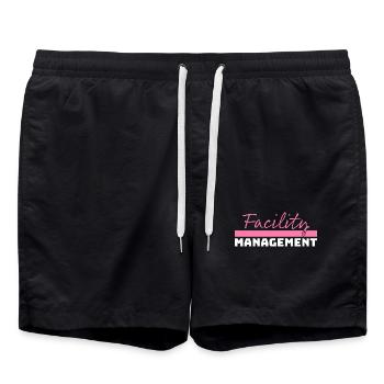 Tshirt Facility Management rosa weiss - Badeshorts - Schwarz - Vorne - AI Model Male 185 light (185cm)