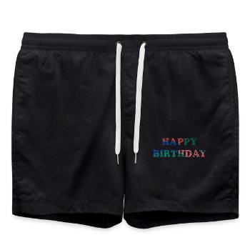 ALLES GUTE ZUM GEBURTSTAG. ALLES GUTE ZUM GEBURTSTAG. JAHRESTAG. - Badeshorts - Schwarz - Vorne - AI Model Male 185 light (185cm)