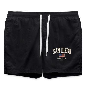 San Diego, Californie, États-Unis - Short de bain - noir - Devant - AI Model Male 185 light (185cm)