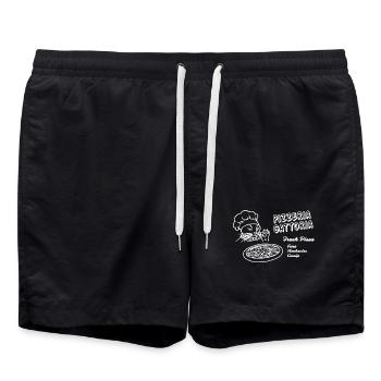 Funny Pizza Box Cat - Pizzeria Gottoria - Swim Trunks - black - Front - AI Model Male 185 light (185cm)