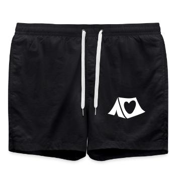 Zelt Herz minimalistisch Camping Camper Outdoor - Badeshorts - Schwarz - Vorne - AI Model Male 185 light (185cm)