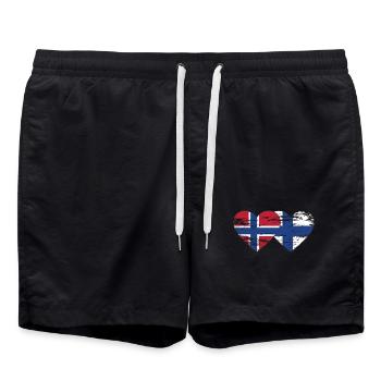 Norvège Finlande drapeau coeur utilisé - Short de bain - noir - Devant - AI Model Male 185 light (185cm)
