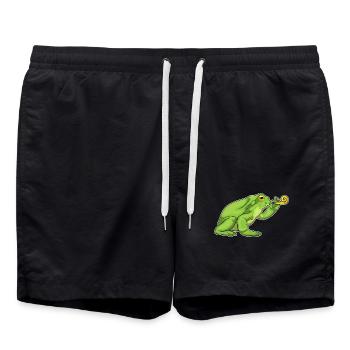 Frosch Geburtstag Tröte - Badeshorts - Schwarz - Vorne - AI Model Male 185 light (185cm)