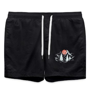 Soleil pourpre sur les pins alpins - Short de bain - noir - Devant - AI Model Male 185 light (185cm)