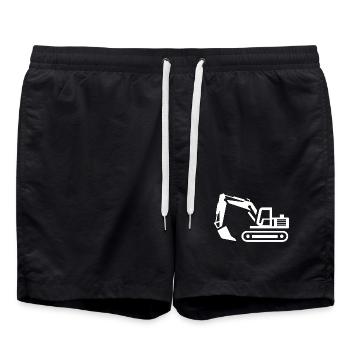 Bagger-Konturen: Silhouette eines Baugeräteführers - Badeshorts - Schwarz - Vorne - AI Model Male 185 light (185cm)