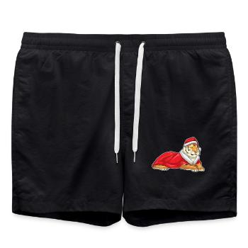 Chapeau de Père Noël tigre - Short de bain - noir - Devant - AI Model Male 185 light (185cm)