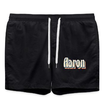 Aaron t-shirt t-shirt rétro idée cadeau vintage - Short de bain - noir - Devant - AI Model Male 185 light (185cm)