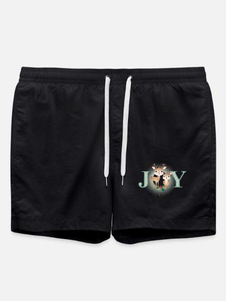 zwei niedliche Hirsche - Joy für Weihnachten - Badeshorts - Schwarz