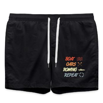 Boat Oars Rowing Repeat - Badeshorts - Schwarz - Vorne - AI Model Male 185 light (185cm)