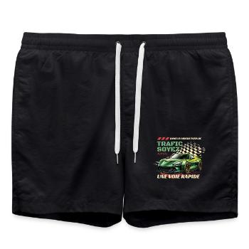 Voie Rapide Verte: Voiture Flamboyante - Short de bain - noir - Devant - AI Model Male 185 light (185cm)