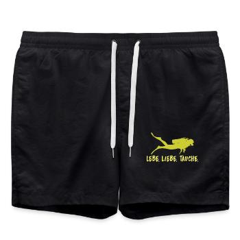 Lebe Liebe Tauchen Taucher Geschenk Tauchsport - Badeshorts - Schwarz - Vorne - AI Model Male 185 light (185cm)
