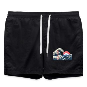 T Shirt Vague kanagawa hokusai mont fuji japan - Short de bain - noir - Devant - AI Model Male 185 light (185cm)