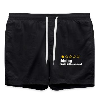 Adulting - Would Not Recommend - One Star Rating - Swim Trunks - black - Front - AI Model Male 185 light (185cm)