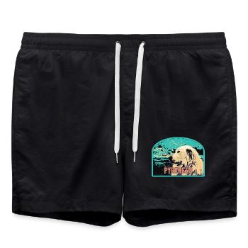 Écusson Chien Berger Pyrénées : Compagnon Montagne - Short de bain - noir - Devant - AI Model Male 185 light (185cm)