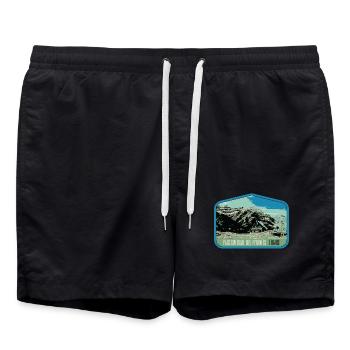 Écusson Paysage Pyrénées : Nature Authentique - Short de bain - noir - Devant - AI Model Male 185 light (185cm)