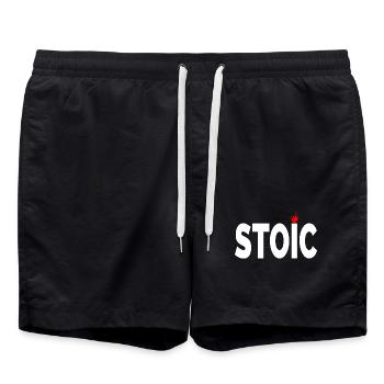 Stoisch ist stoisches typografisches Kunstwerk - Badeshorts - Schwarz - Vorne - AI Model Male 185 light (185cm)