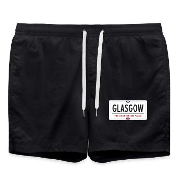 Glasgow Ortsnamensschild - Badeshorts - Schwarz - Vorne - AI Model Male 185 light (185cm)