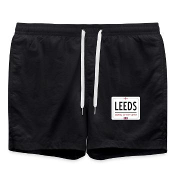 Panneau de la ville de Leeds - Short de bain - noir - Devant - AI Model Male 185 light (185cm)