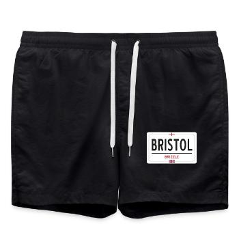 Ortsschild von Bristol - Badeshorts - Schwarz - Vorne - AI Model Male 185 light (185cm)