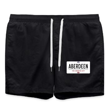 Ortsschild von Aberdeen - Badeshorts - Schwarz - Vorne - AI Model Male 185 light (185cm)