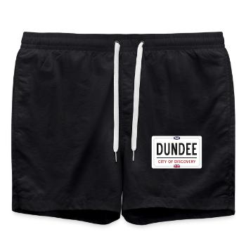 Dundee Ortsschild - Badeshorts - Schwarz - Vorne - AI Model Male 185 light (185cm)