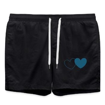 blue heart 2 hearts valentine's day - Swim Trunks - black - Front - AI Model Male 185 light (185cm)