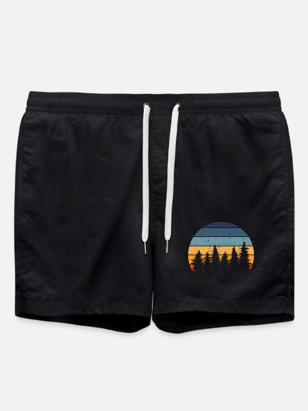 Forest Nature Retro Tree - Swim Trunks - black