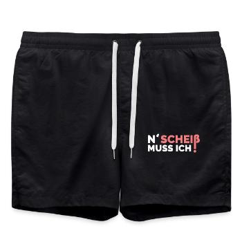n scheiß muss ich lustige sprüche symbol icon - Badeshorts - Schwarz - Vorne - AI Model Male 185 light (185cm)