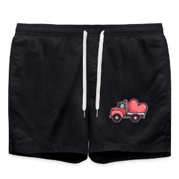 Camion avec coeur Saint-Valentin - Short de bain - noir - Devant - AI Model Male 185 light (185cm)