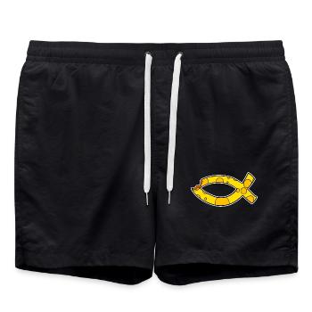 Fisch Symbol Käse - Badeshorts - Schwarz - Vorne - AI Model Male 185 light (185cm)