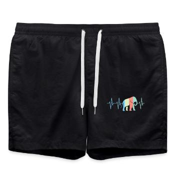 Couleurs colorées éléphant éléphant coeur symbole de battement de cœur - Short de bain - noir - Devant - AI Model Male 185 light (185cm)