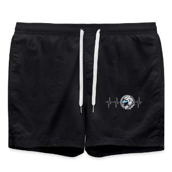Motorrad Racing Herzschlag Symbol Motorsport Puls - Badeshorts - Schwarz - Vorne - AI Model Male 185 light (185cm)