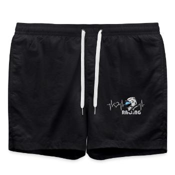 Motorrad Racing Herzschlag Helm Liebe Herz Symbol - Badeshorts - Schwarz - Vorne - AI Model Male 185 light (185cm)