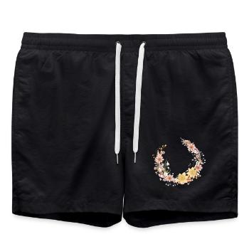 Couronne de fleurs, jonquilles printanières et chatons de palmier - Short de bain - noir - Devant - AI Model Male 185 light (185cm)