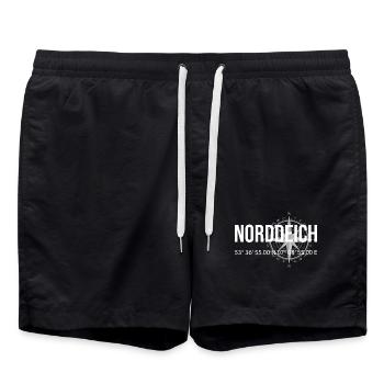 Koordinaten Norddeich - Badeshorts - Schwarz - Vorne - AI Model Male 185 light (185cm)