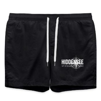Koordinaten Hiddensee - Badeshorts - Schwarz - Vorne - AI Model Male 185 light (185cm)