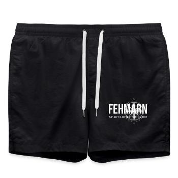 Koordinaten Fehmarn - Badeshorts - Schwarz - Vorne - AI Model Male 185 light (185cm)