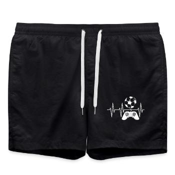 Icône de balle de battement de cœur de pulsation de joueur de football - Short de bain - noir - Devant - AI Model Male 185 light (185cm)