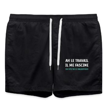 Ah le Travail il me fascine un spectacle magnifiqu - Short de bain - noir - Devant - AI Model Male 185 light (185cm)