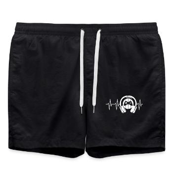 gamer kopfhörer Herzschlag gaming Puls Logo icon - Badeshorts - Schwarz - Vorne - AI Model Male 185 light (185cm)