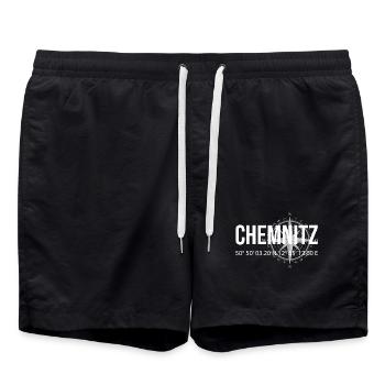 Koordinaten Chemnitz - Badeshorts - Schwarz - Vorne - AI Model Male 185 light (185cm)