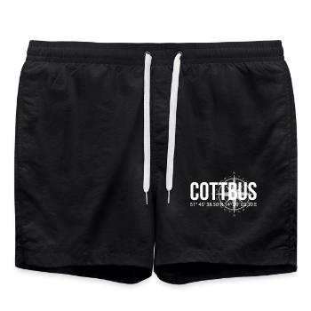 Koordinaten Cottbus - Badeshorts - Schwarz - Vorne - AI Model Male 185 light (185cm)