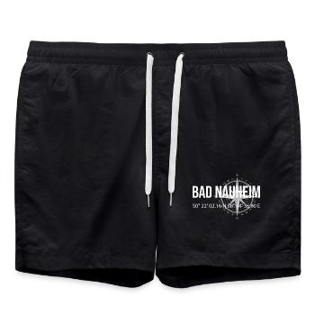 Koordinaten Bad Nauheim - Badeshorts - Schwarz - Vorne - AI Model Male 185 light (185cm)